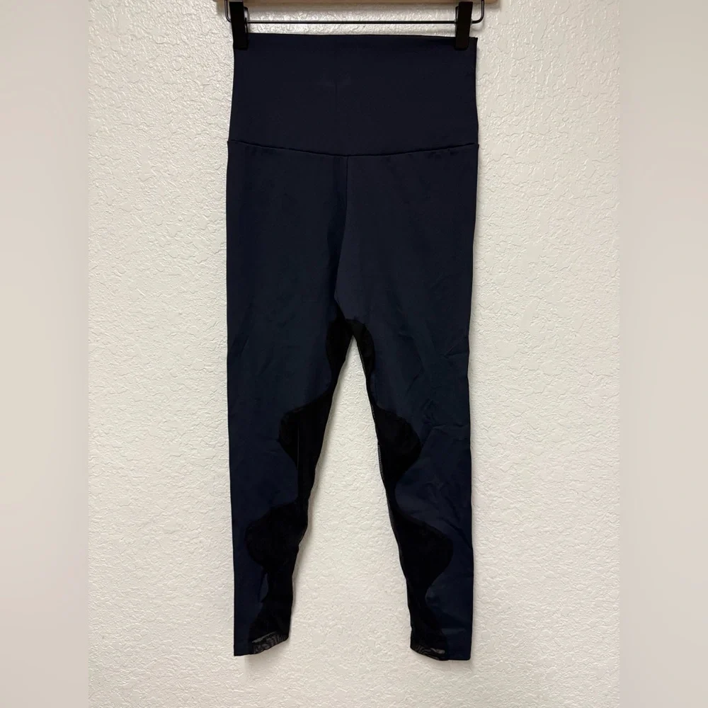 PORT DE BRAS Navy with Black Mesh Detail Leggings Estimated Size Small - Picture 2 of 12